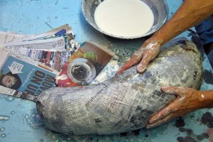 17 Paper Mache Drogon- paper mache neck