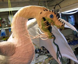 Year of the Paper Mache dragon-face details