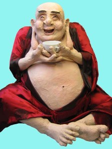 Paper Mache Buddha with coffee