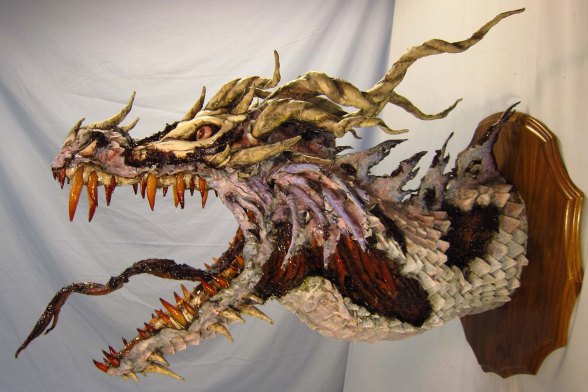 Zombie Paper Mache Dragon- more rotten side