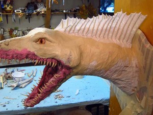 43 paper mache drogon- webbed spines