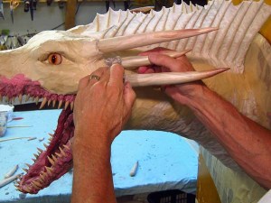 paper mache drogon- more big horns