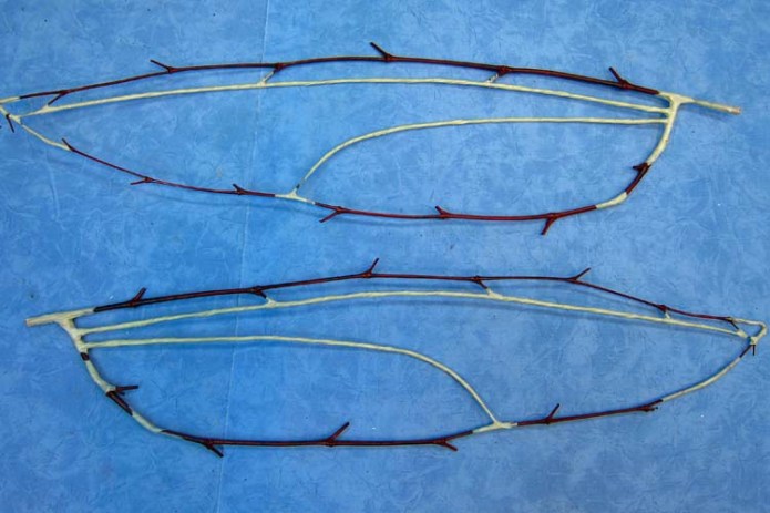 paper mache dragonfly- lower wing structure