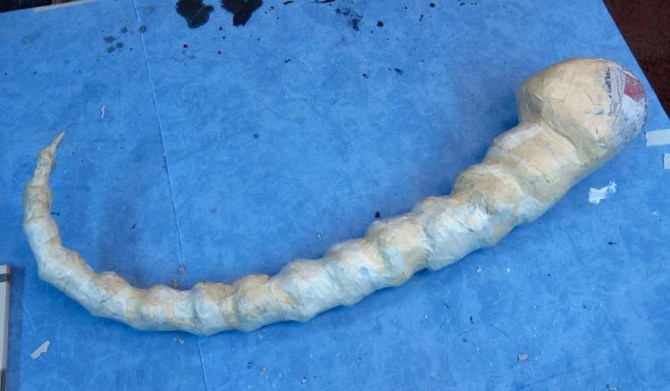 paper mache dragonfly- body- done