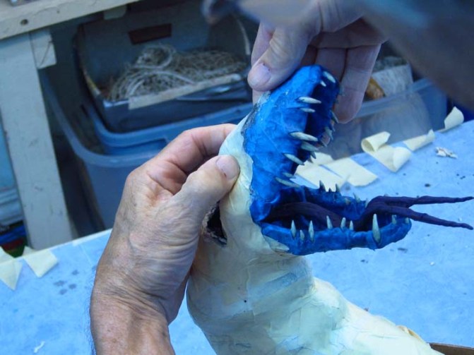 paper mache dragonfly- head added