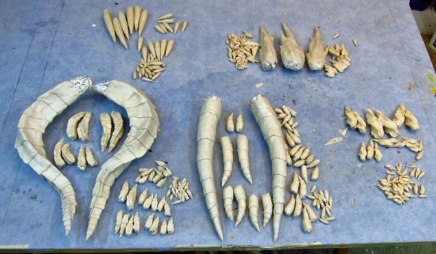 Paper mache Tiamat dragons- horns