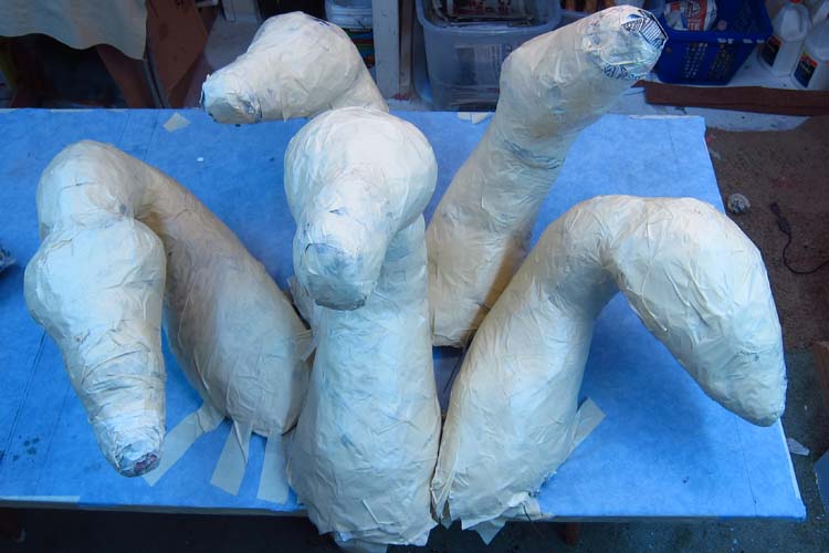Paper Mache Tiamat Dragons