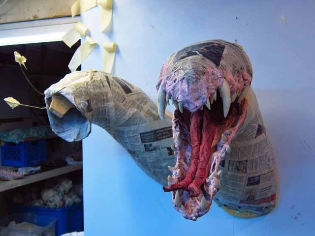 paper mache Tiamat- attach jaws