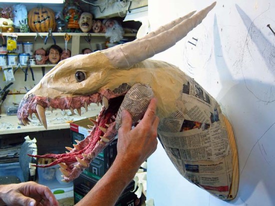 Paper Mache Tiamat dragon -red add jowls