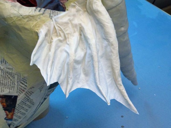 Paper Mache Tiamat dragon -red ear webbing