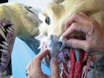 Paper Mache Tiamat dragon -red nose