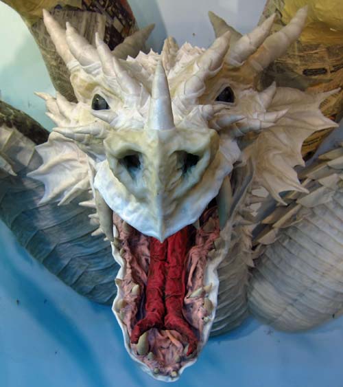 Paper Mache Tiamat dragon -red head on