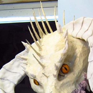 Paper Mache Tiamat dragon -black dragon spine