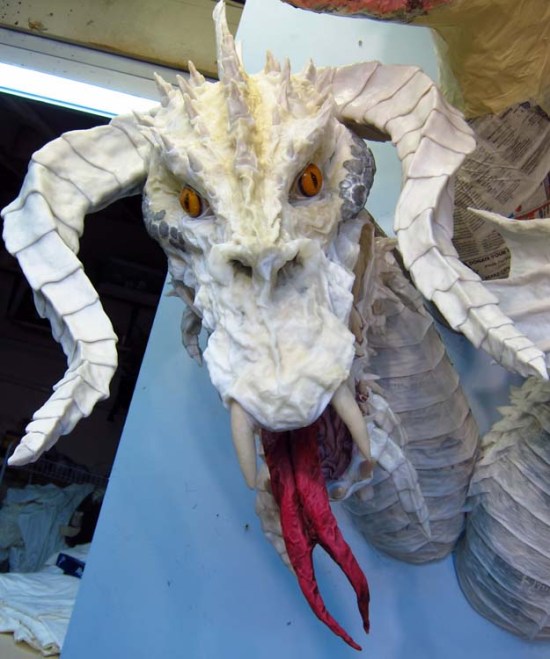 Paper Mache Tiamat Dragon - Black dragon assembled 2