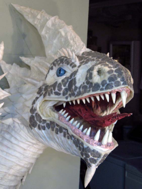 Paper Mache Tiamat Dragon - White sculpted front