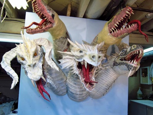 Paper Mache Tiamat Dragon - Blue ready