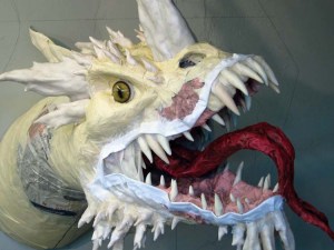 Paper Mache Tiamat Dragon - Blue lips