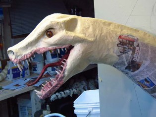 Paper Mache Tiamat - Green sculpt face