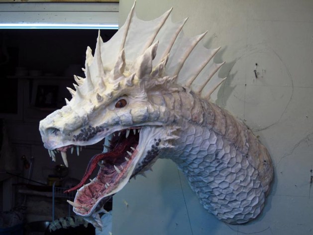 Paper Mache Tiamat - Green assembled