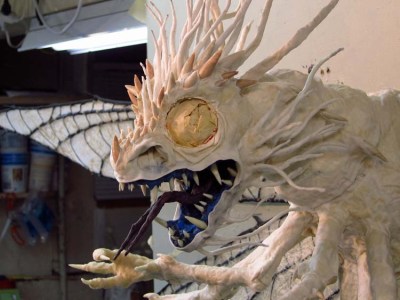 paper mache dragonfly- eyes out