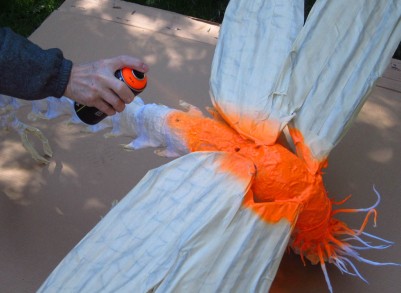 Paper Mache Dragonfly -spray orange