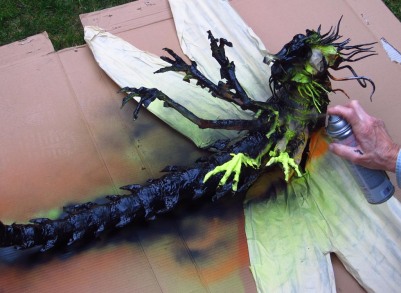 Paper Mache Dragonfly -spray black