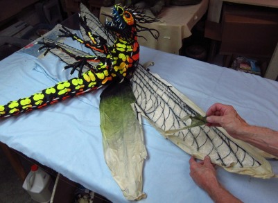 Paper Mache Dragonfly -pull off tape wings
