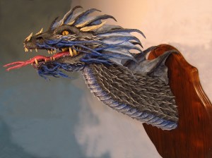 Blue Paper Mache Dragon2