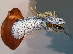 White Paper Mache Dragon 