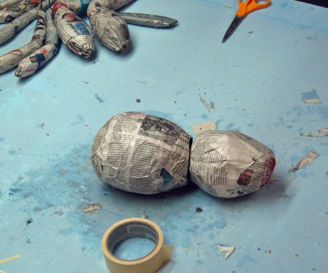 assemble paper mache balls