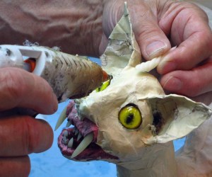 paper mache cat dragon -add one horn