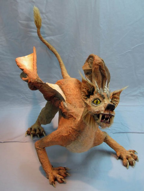 paper mache cat finished 2 -small