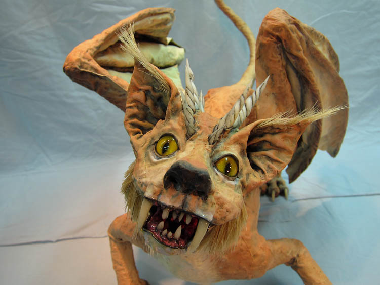 paper mache cat finished close up -small